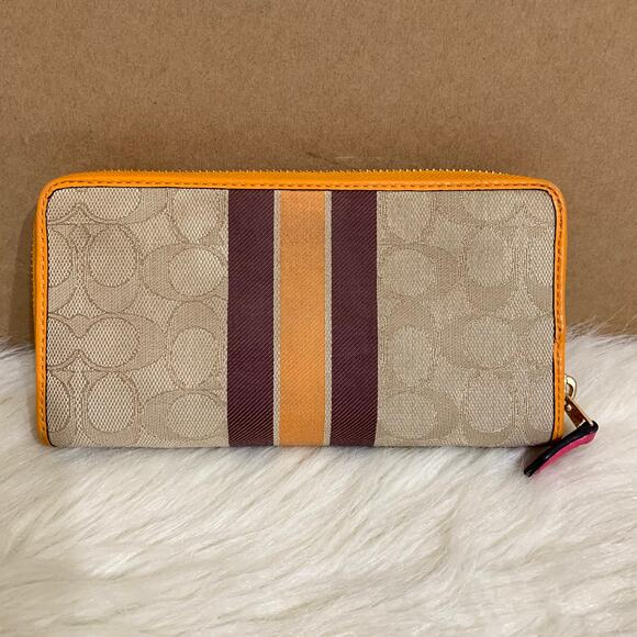 COACH DEMPSEY SET Khaki SIS NS Signature Tote #1917 & Zip Around Wallet #3473 - Picture 7 of 16